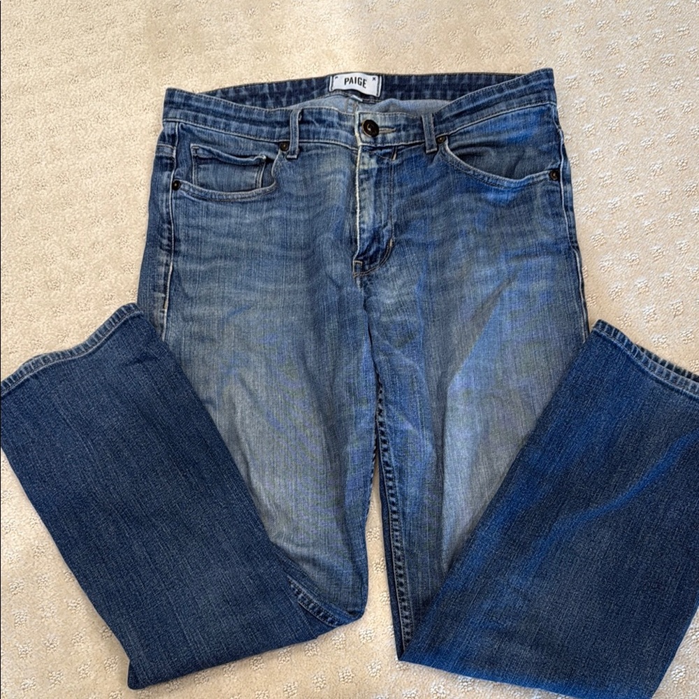 PAIGE Blue Straight Leg Jeans Classic Style